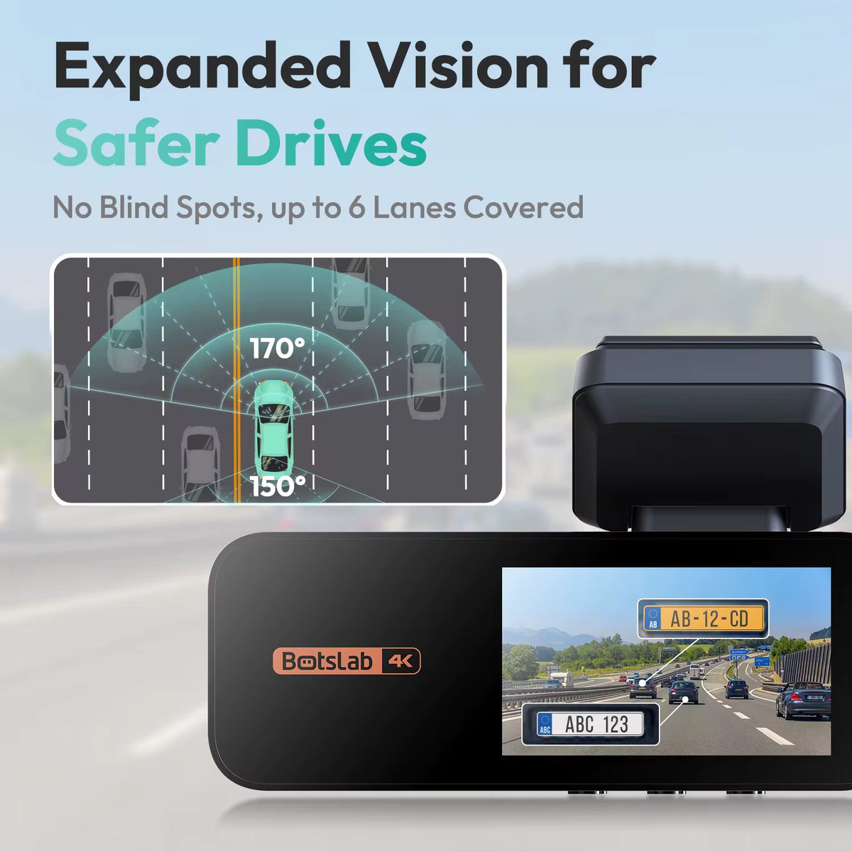 Dash Cam - BotsLab G980H PRO 4K frontal 2K trasera